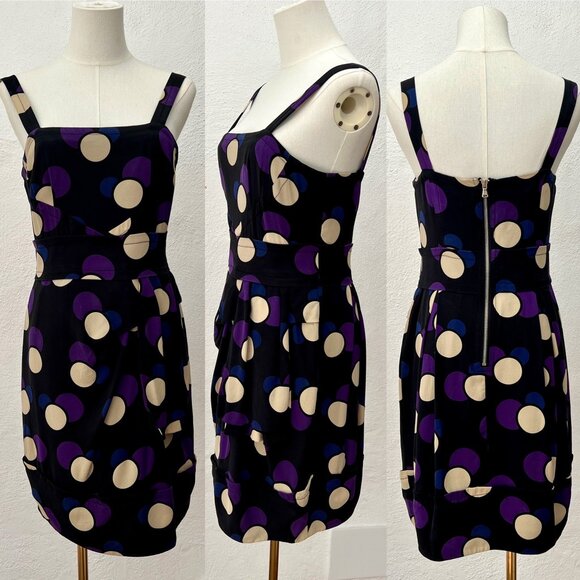 Marc By Marc Jacobs Dresses & Skirts - Marc by Marc Jacobs Black & Purple Polka Dot Silk Mini Bubble Dress (4) RUNS BIG
